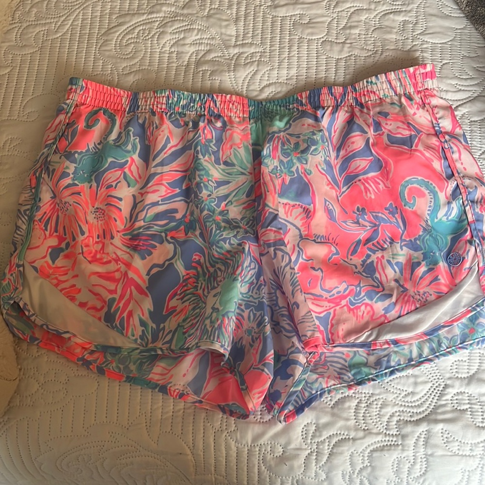 Lilly Pulitzer Pink Blue Green Printed Athletic Shorts